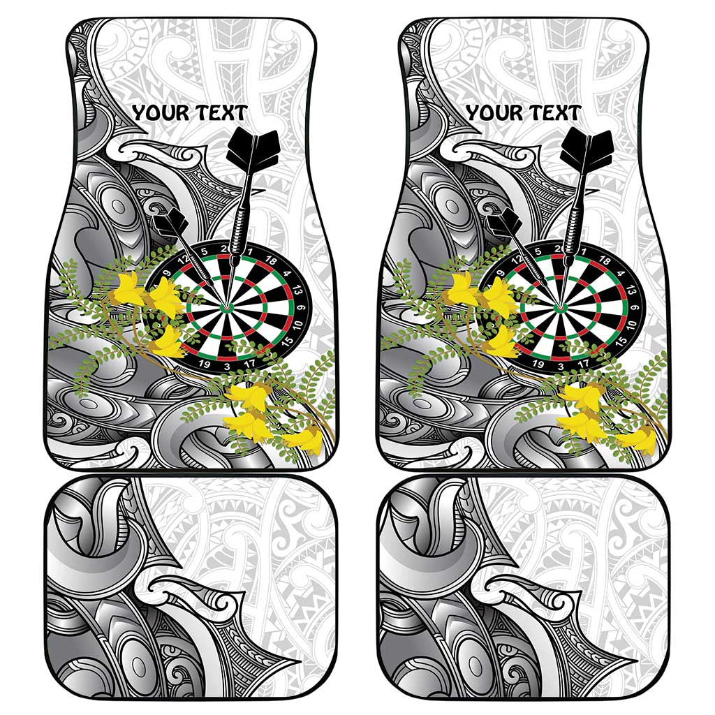 Personalised New Zealand Darts Car Mats Kowhai Floral with Maori Tattoo LT9 - Polynesian Pride