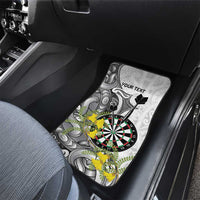 Personalised New Zealand Darts Car Mats Kowhai Floral with Maori Tattoo LT9 - Polynesian Pride