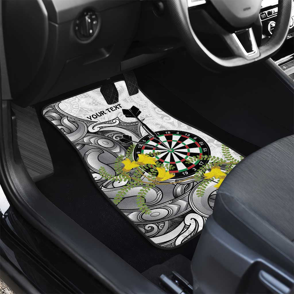 Personalised New Zealand Darts Car Mats Kowhai Floral with Maori Tattoo LT9 - Polynesian Pride