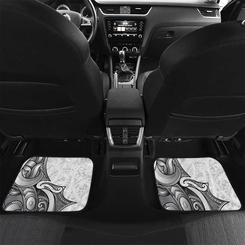 Personalised New Zealand Darts Car Mats Kowhai Floral with Maori Tattoo LT9 Set 2pcs - Back Black - Polynesian Pride