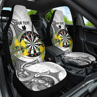 Personalised New Zealand Darts Car Seat Cover Kowhai Floral with Maori Tattoo LT9 One Size Black - Polynesian Pride