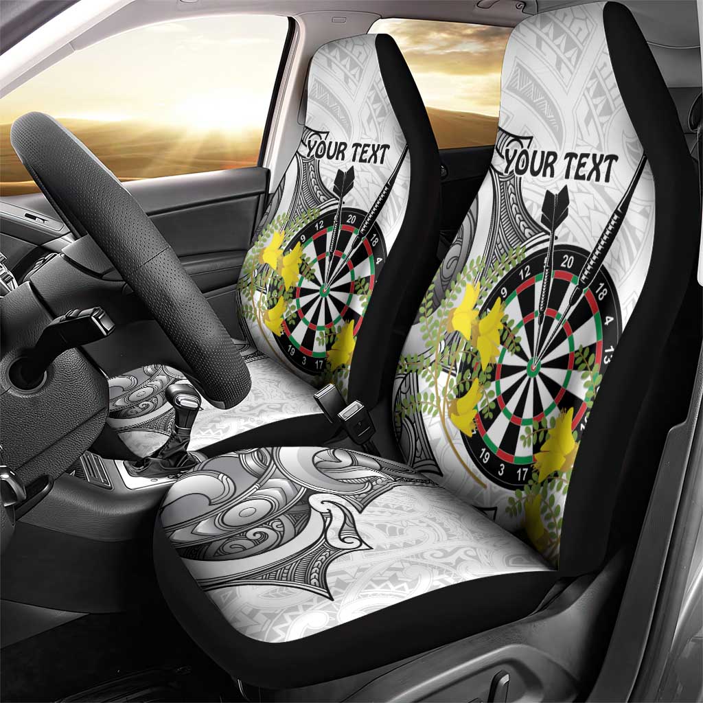 Personalised New Zealand Darts Car Seat Cover Kowhai Floral with Maori Tattoo LT9 - Polynesian Pride