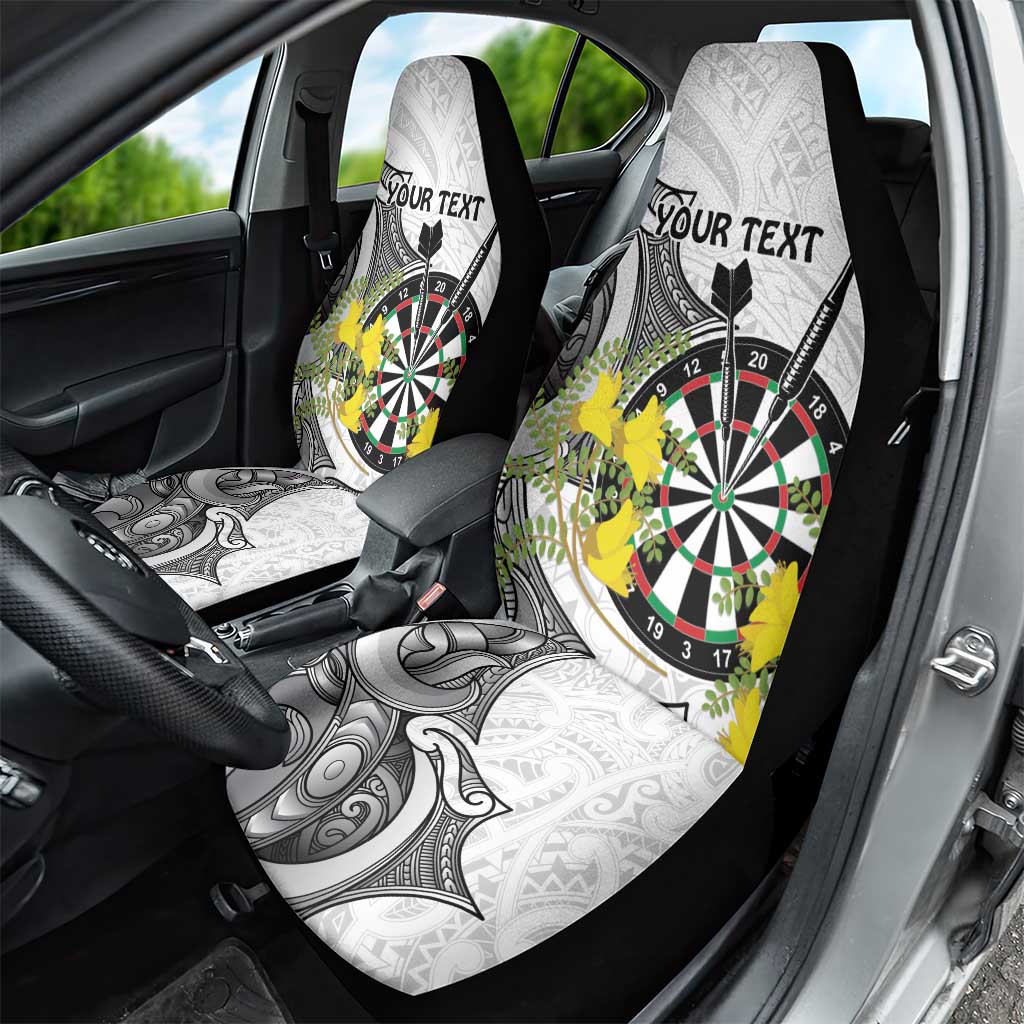 Personalised New Zealand Darts Car Seat Cover Kowhai Floral with Maori Tattoo LT9 - Polynesian Pride