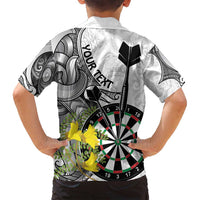 Personalised New Zealand Darts Family Matching Long Sleeve Bodycon Dress and Hawaiian Shirt Kowhai Floral with Maori Tattoo LT9 - Polynesian Pride