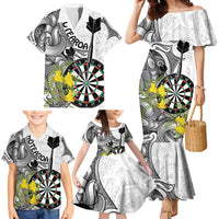Personalised New Zealand Darts Family Matching Mermaid Dress and Hawaiian Shirt Kowhai Floral with Maori Tattoo LT9 - Polynesian Pride