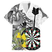 Personalised New Zealand Darts Family Matching Puletasi and Hawaiian Shirt Kowhai Floral with Maori Tattoo LT9 Dad's Shirt - Short Sleeve Black - Polynesian Pride