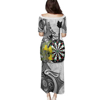 Personalised New Zealand Darts Family Matching Puletasi and Hawaiian Shirt Kowhai Floral with Maori Tattoo LT9 - Polynesian Pride