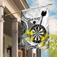 Personalised New Zealand Darts Garden Flag Kowhai Floral with Maori Tattoo LT9 House Flag Black - Polynesian Pride