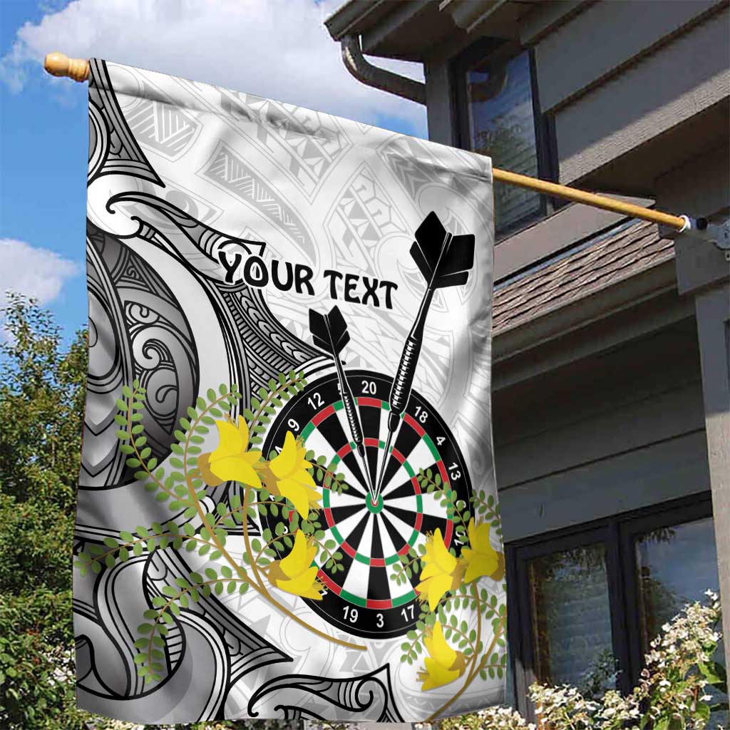 Personalised New Zealand Darts Garden Flag Kowhai Floral with Maori Tattoo LT9 - Polynesian Pride