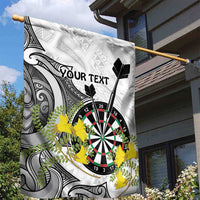 Personalised New Zealand Darts Garden Flag Kowhai Floral with Maori Tattoo LT9 - Polynesian Pride