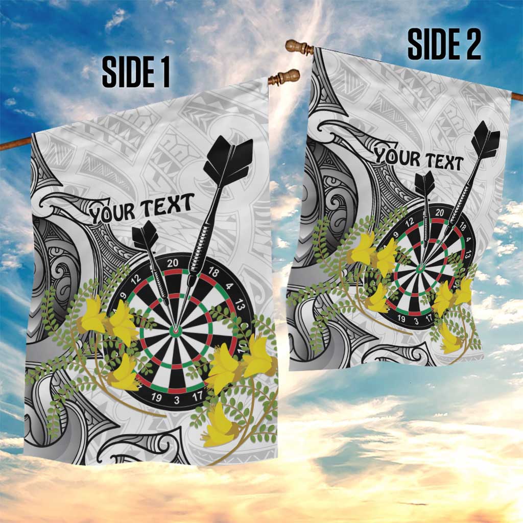 Personalised New Zealand Darts Garden Flag Kowhai Floral with Maori Tattoo LT9 - Polynesian Pride