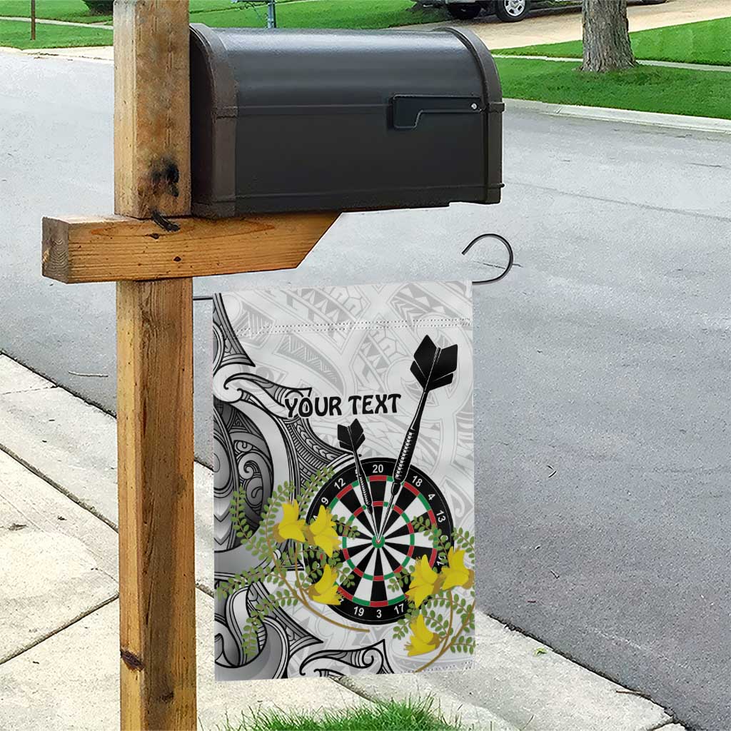 Personalised New Zealand Darts Garden Flag Kowhai Floral with Maori Tattoo LT9 - Polynesian Pride
