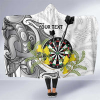 Personalised New Zealand Darts Hooded Blanket Kowhai Floral with Maori Tattoo LT9 One Size Black - Polynesian Pride