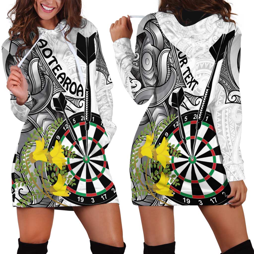 Personalised New Zealand Darts Hoodie Dress Kowhai Floral with Maori Tattoo LT9 - Polynesian Pride