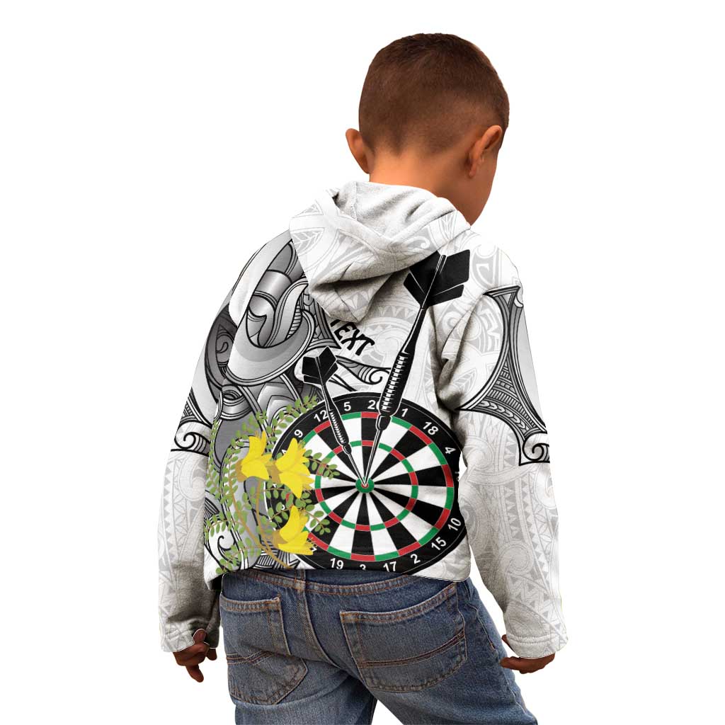 Personalised New Zealand Darts Kid Hoodie Kowhai Floral with Maori Tattoo LT9 - Polynesian Pride