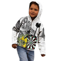 Personalised New Zealand Darts Kid Hoodie Kowhai Floral with Maori Tattoo LT9 - Polynesian Pride