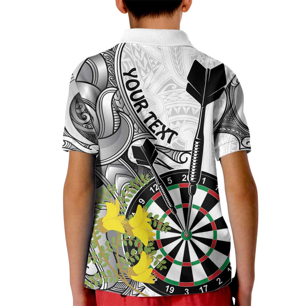 Personalised New Zealand Darts Kid Polo Shirt Kowhai Floral with Maori Tattoo LT9 - Polynesian Pride