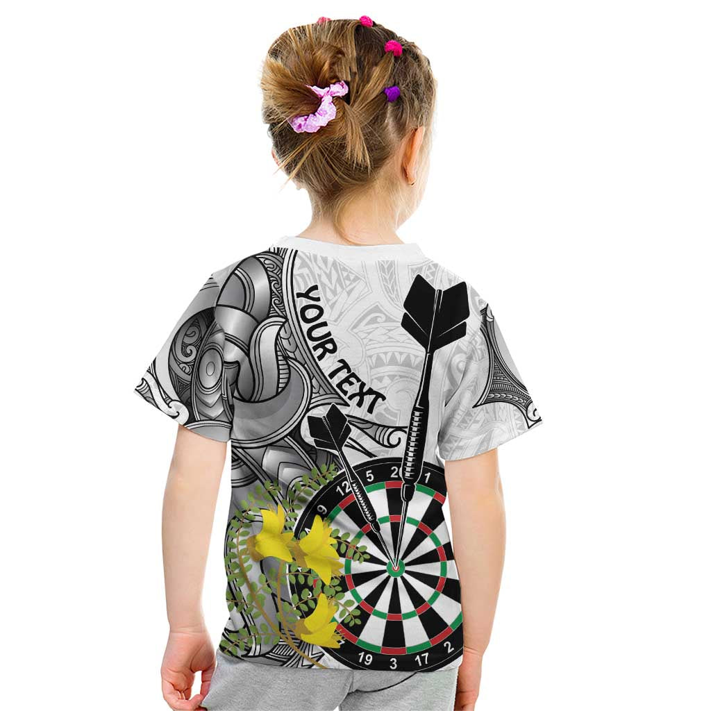 Personalised New Zealand Darts Kid T Shirt Kowhai Floral with Maori Tattoo LT9 - Polynesian Pride