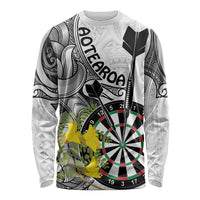 Personalised New Zealand Darts Long Sleeve Shirt Kowhai Floral with Maori Tattoo LT9 Unisex Black - Polynesian Pride