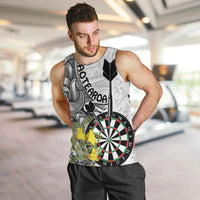 Personalised New Zealand Darts Men Tank Top Kowhai Floral with Maori Tattoo LT9 Black - Polynesian Pride