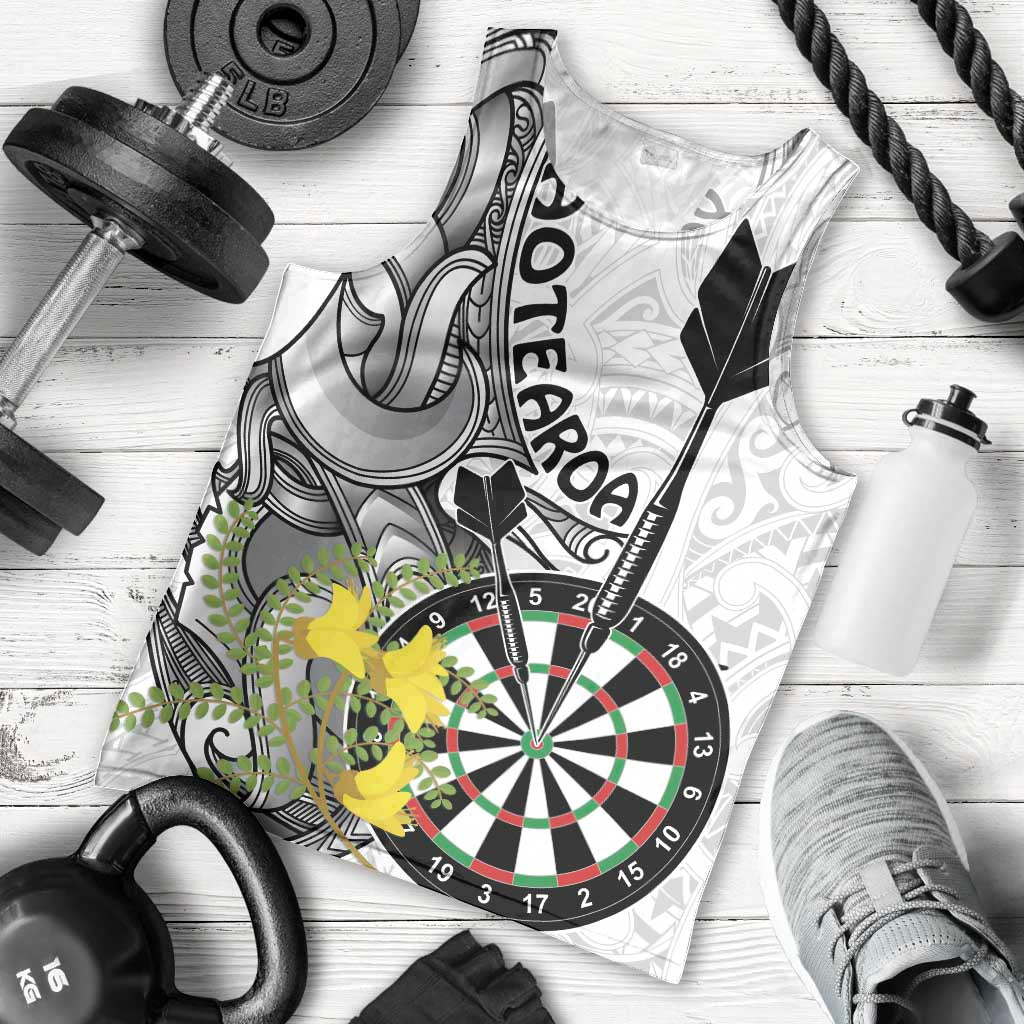 Personalised New Zealand Darts Men Tank Top Kowhai Floral with Maori Tattoo LT9 - Polynesian Pride