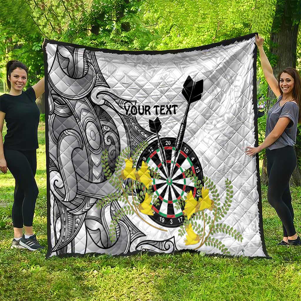 Personalised New Zealand Darts Quilt Kowhai Floral with Maori Tattoo LT9 - Polynesian Pride
