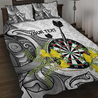 Personalised New Zealand Darts Quilt Bed Set Kowhai Floral with Maori Tattoo LT9 Black - Polynesian Pride