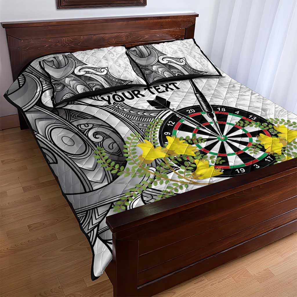Personalised New Zealand Darts Quilt Bed Set Kowhai Floral with Maori Tattoo LT9 - Polynesian Pride