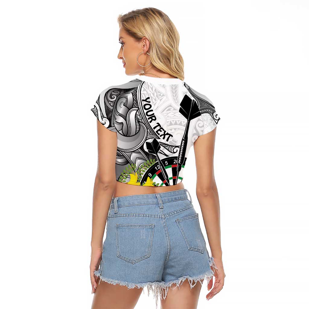 Personalised New Zealand Darts Raglan Cropped T Shirt Kowhai Floral with Maori Tattoo LT9 - Polynesian Pride