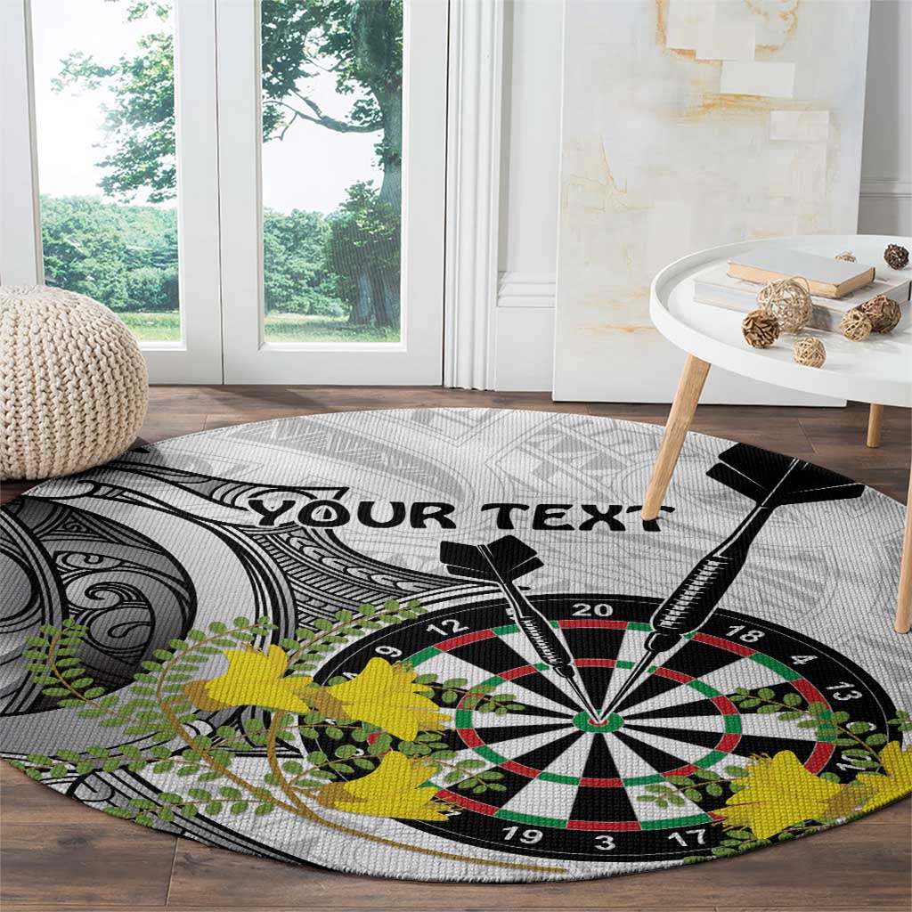 Personalised New Zealand Darts Round Carpet Kowhai Floral with Maori Tattoo LT9 - Polynesian Pride