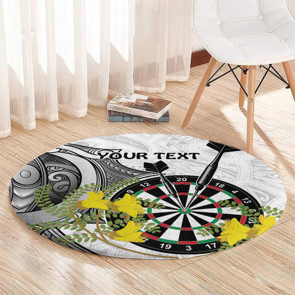 Personalised New Zealand Darts Round Carpet Kowhai Floral with Maori Tattoo LT9 - Polynesian Pride
