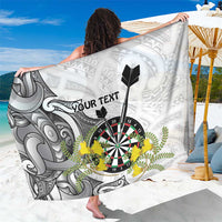 Personalised New Zealand Darts Sarong Kowhai Floral with Maori Tattoo LT9 One Size 44 x 66 inches Black - Polynesian Pride