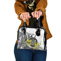 Personalised New Zealand Darts Shoulder Handbag Kowhai Floral with Maori Tattoo LT9 One Size Black - Polynesian Pride