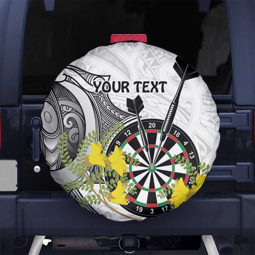 Personalised New Zealand Darts Spare Tire Cover Kowhai Floral with Maori Tattoo LT9 - Polynesian Pride