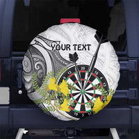 Personalised New Zealand Darts Spare Tire Cover Kowhai Floral with Maori Tattoo LT9 - Polynesian Pride
