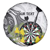 Personalised New Zealand Darts Spare Tire Cover Kowhai Floral with Maori Tattoo LT9 - Polynesian Pride