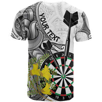 Personalised New Zealand Darts T Shirt Kowhai Floral with Maori Tattoo LT9 - Polynesian Pride