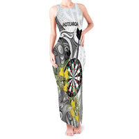 Personalised New Zealand Darts Tank Maxi Dress Kowhai Floral with Maori Tattoo LT9 Women Black - Polynesian Pride