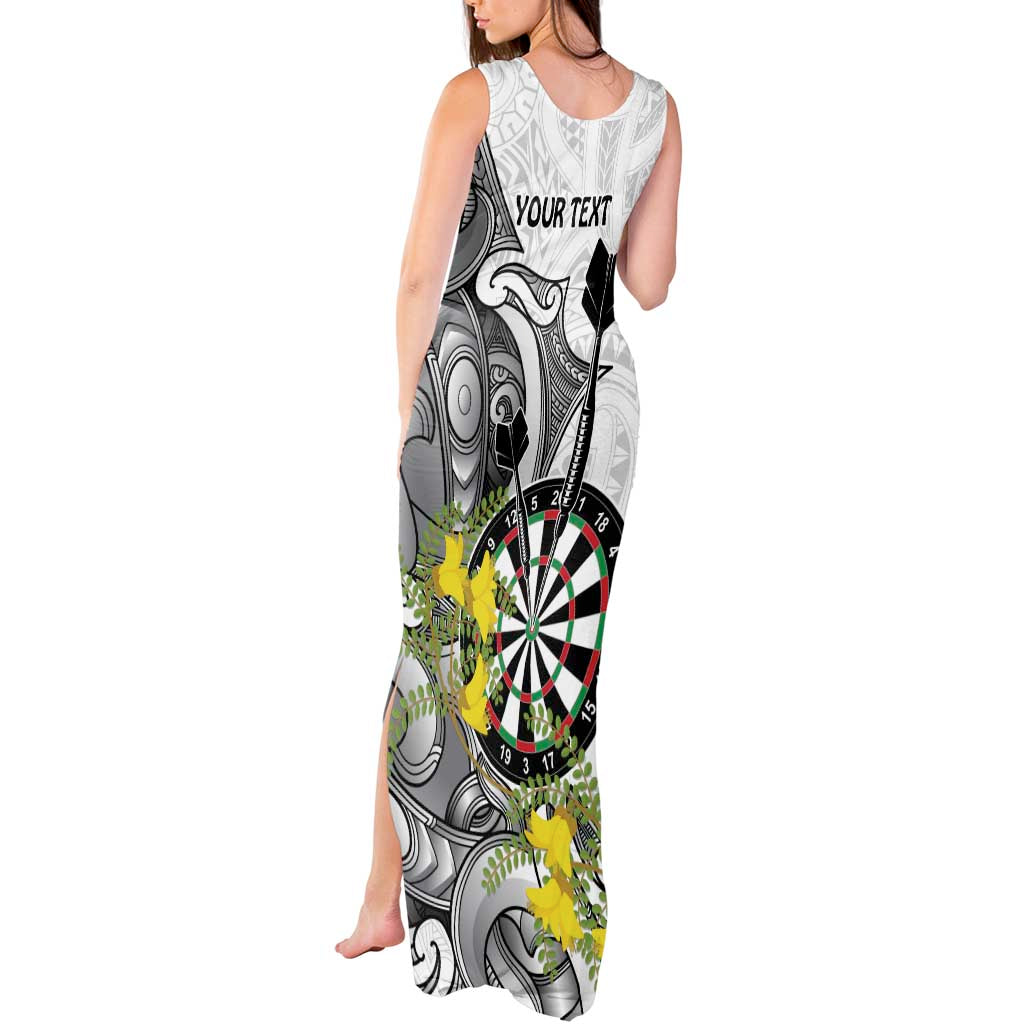 Personalised New Zealand Darts Tank Maxi Dress Kowhai Floral with Maori Tattoo LT9 - Polynesian Pride