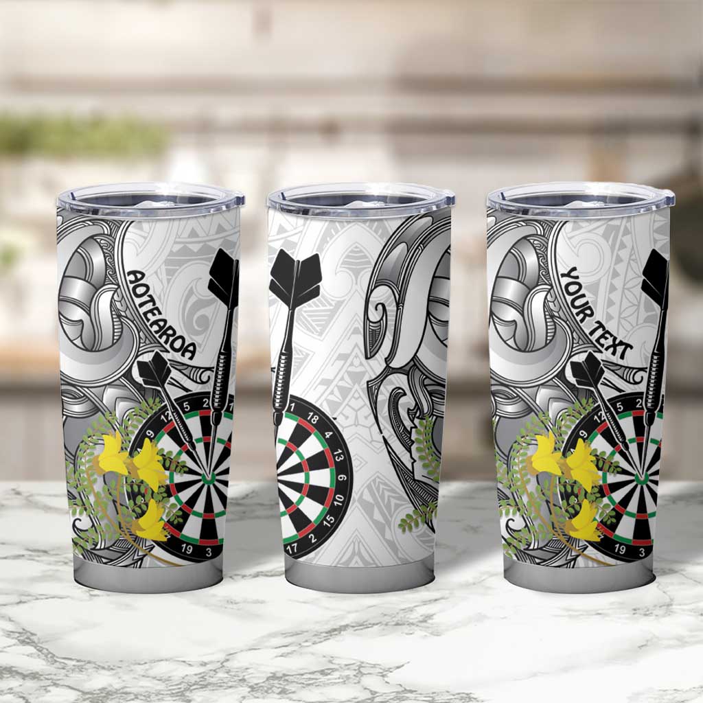 Personalised New Zealand Darts Tumbler Cup Kowhai Floral with Maori Tattoo LT9 - Polynesian Pride