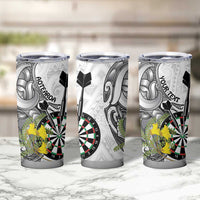 Personalised New Zealand Darts Tumbler Cup Kowhai Floral with Maori Tattoo LT9 - Polynesian Pride