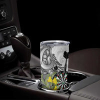 Personalised New Zealand Darts Tumbler Cup Kowhai Floral with Maori Tattoo LT9 - Polynesian Pride