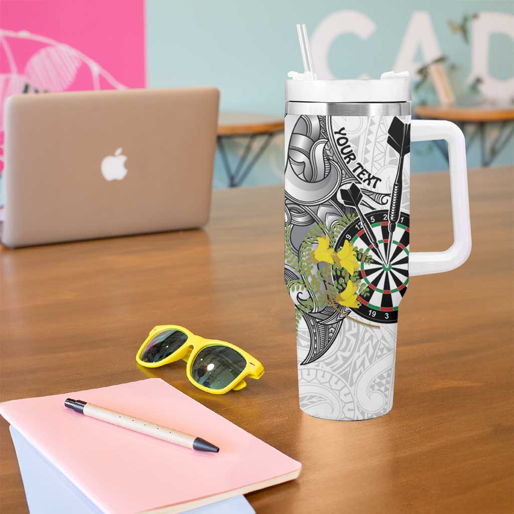 Personalised New Zealand Darts Tumbler With Handle Kowhai Floral with Maori Tattoo LT9 - Polynesian Pride