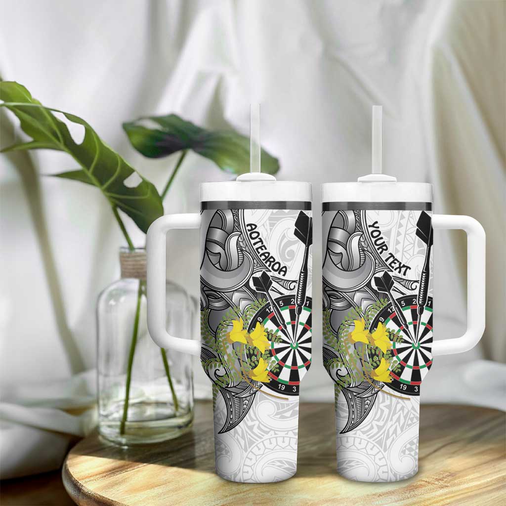 Personalised New Zealand Darts Tumbler With Handle Kowhai Floral with Maori Tattoo LT9 - Polynesian Pride