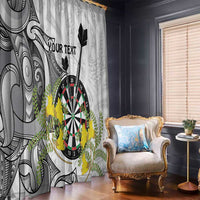 Personalised New Zealand Darts Window Curtain Kowhai Floral with Maori Tattoo LT9 - Polynesian Pride