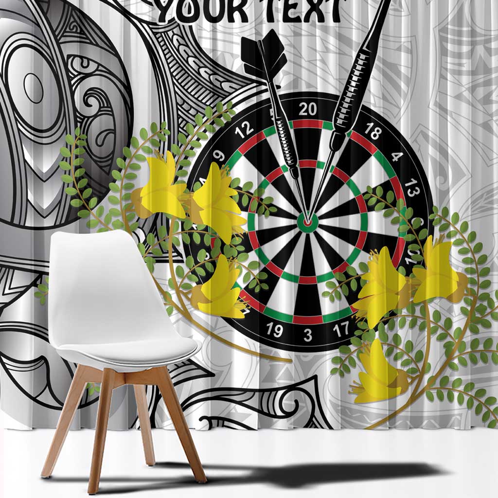 Personalised New Zealand Darts Window Curtain Kowhai Floral with Maori Tattoo LT9 - Polynesian Pride