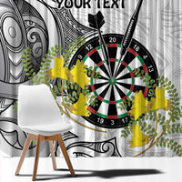 Personalised New Zealand Darts Window Curtain Kowhai Floral with Maori Tattoo LT9 - Polynesian Pride