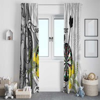 Personalised New Zealand Darts Window Curtain Kowhai Floral with Maori Tattoo LT9 - Polynesian Pride