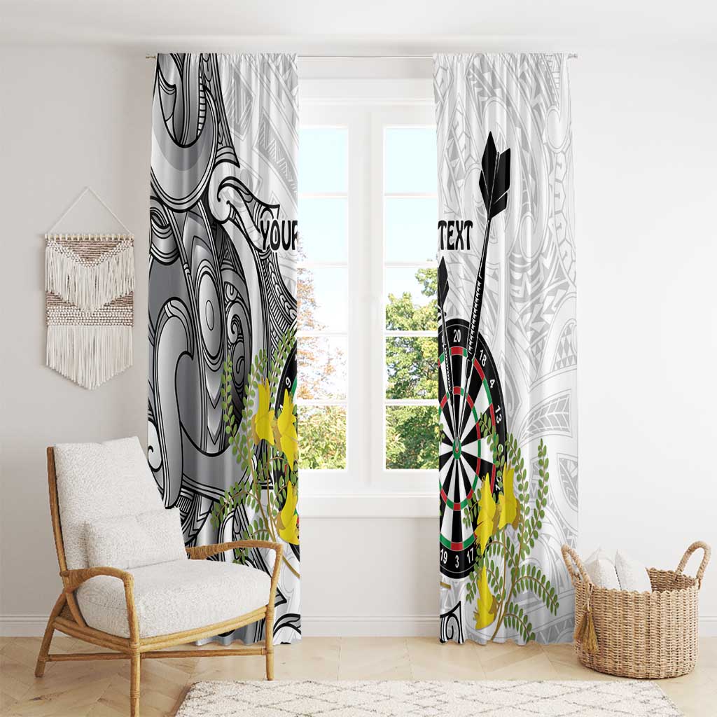 Personalised New Zealand Darts Window Curtain Kowhai Floral with Maori Tattoo LT9 - Polynesian Pride