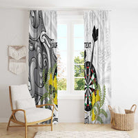Personalised New Zealand Darts Window Curtain Kowhai Floral with Maori Tattoo LT9 - Polynesian Pride